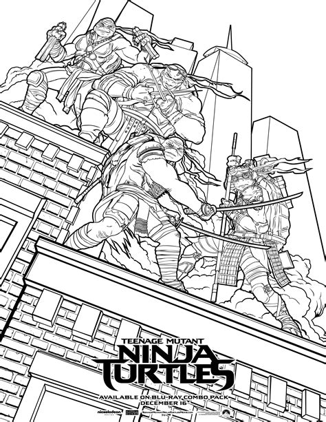 Colorful Ninja Turtle Coloring Page