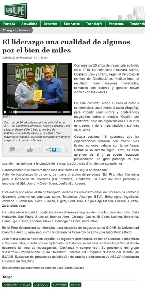 ENTREVISTA en RADIO CAPITAL FM 96.7 PERÚ. - José María Gasalla - Confianza