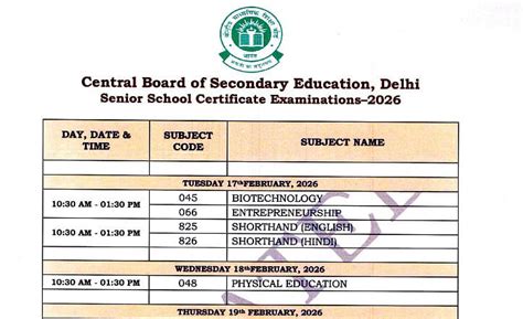CBSE releases revised class 12 board exam timetable 2026; check full ...