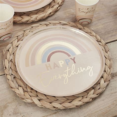 Happy Everything Natural Rainbow Plates | Ginger Ray | Birthday party ...