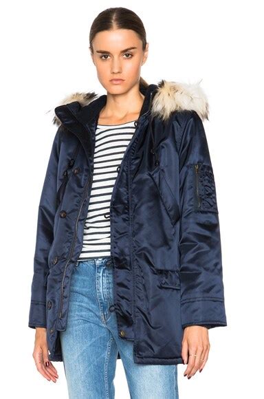A.P.C. Snow White Parka with Raccoon Fur in Dark Navy | FWRD