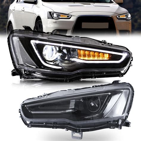 Amazon.com: VLAND Conjunto de faros delanteros aptos para Mitsubishi Lancer & EVO X 2008-2020 W ...