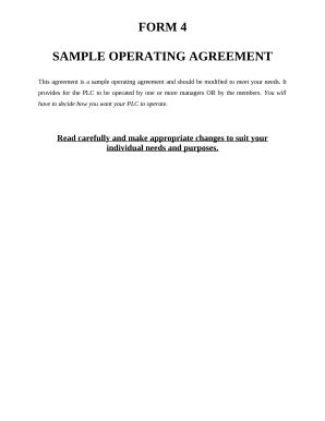 Sample Operating Agreement for Professional Limited Liability Company ...