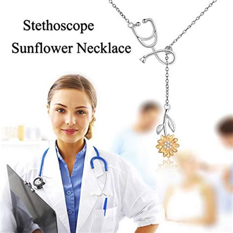 WINNICACA Stethoscope Necklace Sunflower Lariat Necklace for Women ...
