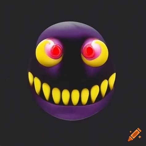 Artwork of a dark evil PAC man eating music on Craiyon