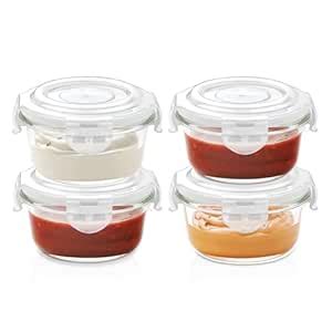 Buy Borosil Klip n Store (240ml x 4) Round Glass Food Storage Container ...