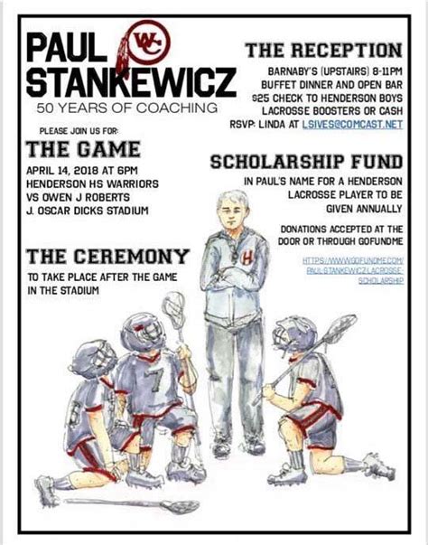 .@wchendersonlax coach Stankewicz to be honored tonight for 50 years of ...