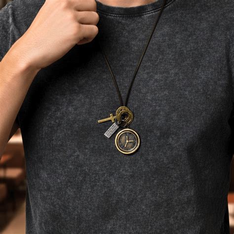 Buy Now Premium Leather Necklace - TIMELOCK – 1.2-Inch Pure Stainless ...