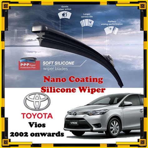 Toyota Vios - Nano Coating Soft Silicone Car Wiper Blades - 1 Pair / Pengelap ( All Models of ...