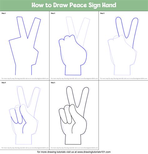 How to Draw Peace Sign Hand (Symbols) Step by Step ...