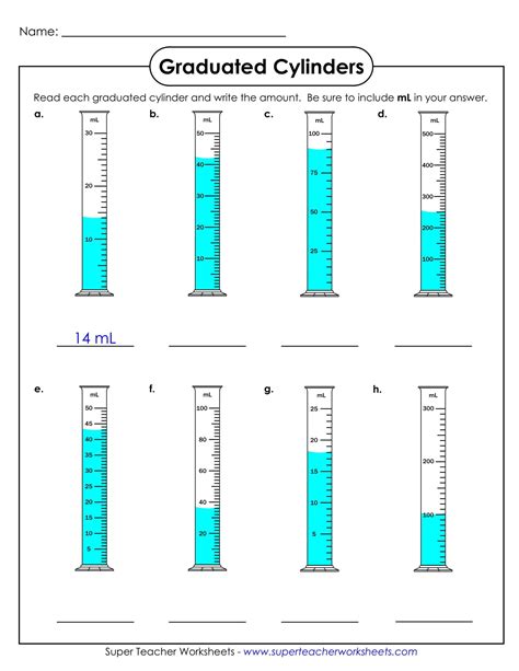Reading Graduated Cylinders Worksheet | Volume worksheets, Practices ...
