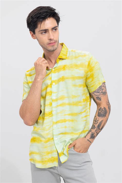 Buy Men's TieDye Mustard Shirt Online | SNITCH