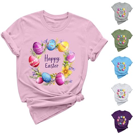 DDAPJ pyju Happy Easter T-Shirt for Women Gnomes Bunny Graphic Tees ...