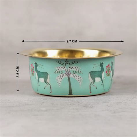 Buy INDIA CIRCUS Mirroring Deer Garden Brass Dabra Set from India ...