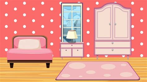 Room pink bed and closet | Premium Vector