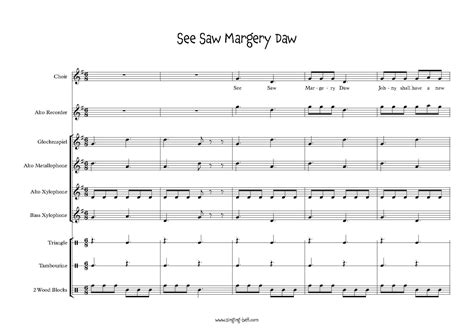 See Saw Margery Daw with Orff Instruments - Sheet Music, PDF