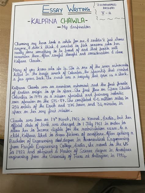 essay writing topics: .kalpana chawla- my insiration .if i meet kalpana ...