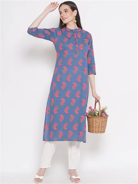 Riwaaz Powder Blue Block-printed Kurta Set – Discover Ethnic Elegance ...