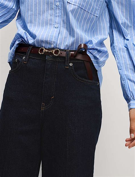 Buy Premium Wide Leg Turn Up Jeans at Marks & Spencer