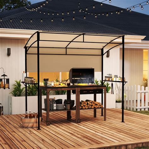 Gymax 7.8 x 4.4 FT Grill Gazebo Outdoor Patio BBQ Canopy w/ Metal ...