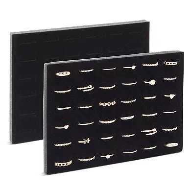 6 Pack Black Velvet Ring Organizer for Jewelry 36 Slot Organizer, 7.5x5 ...