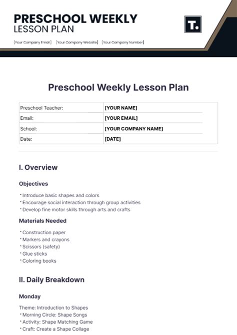 Image result for Basic Lesson Plan Template Weekly