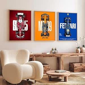 walllane Big Formula 1 Cars Framed Posters Gift Items for Boys Room ...