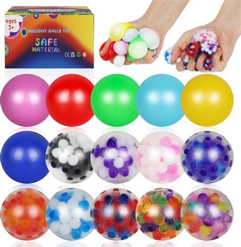 15Pack Mini Stress Balls Bulk for Adults, Box Squishy Squeeze Squishies ...