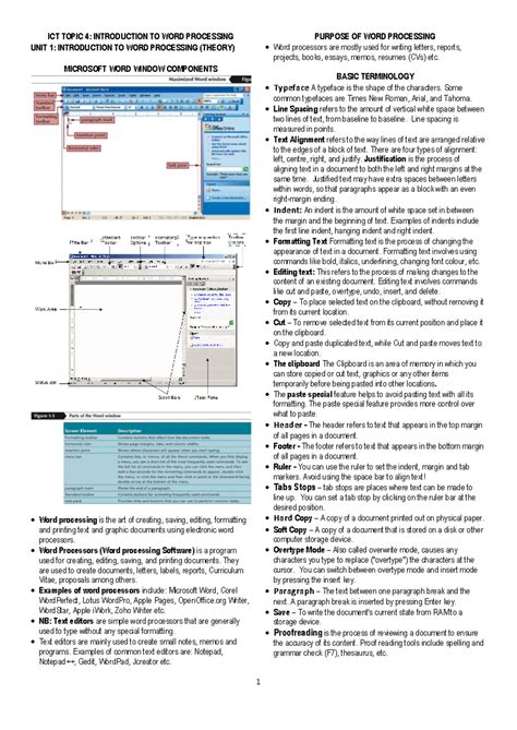 Introduction to word processing - 1 ICT TOPIC 4: INTRODUCTION TO WORD ...