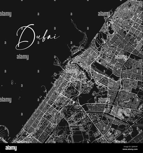 Dubai vector map. Detailed vector map of Dubai city administrative area. Cityscape poster ...