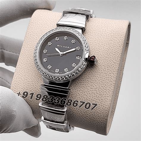 Bvlgari replica Lvcea Black Dial Diamond Bezel watch