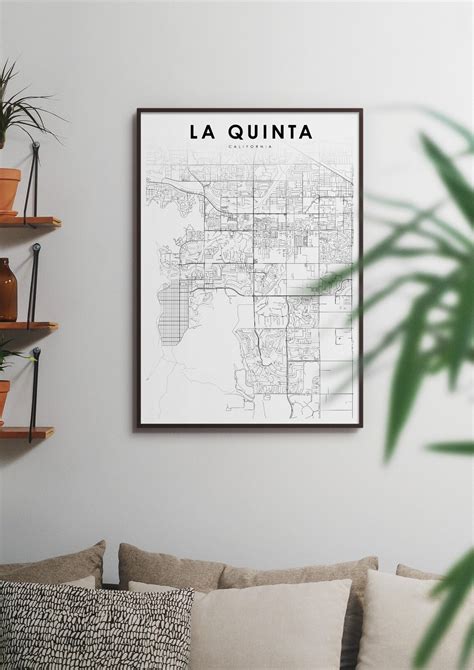 La Quinta CA Map Print, California USA Map Art Poster, Riverside, City Street Road Map Print ...