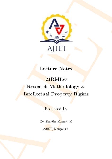 21RMI56 notes - Lecture Notes 21RMI Research Methodology & Intellectual ...