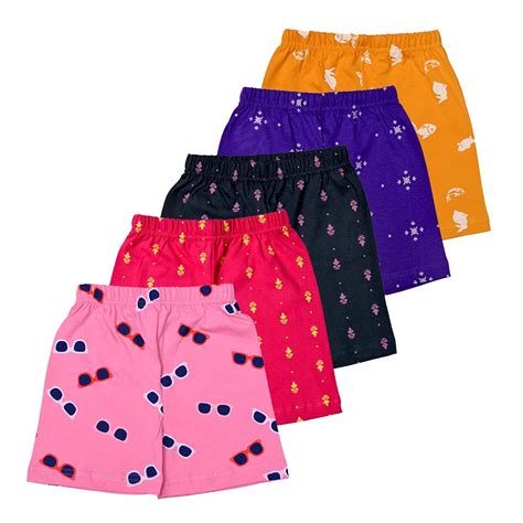T2F Girls Cotton Printed Shorts(Pack of 5), Assorted, 2-3 Years ...