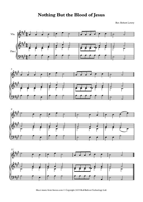 Lowry - Nothing But the Blood of Jesus Sheet music for Violin - 8notes.com