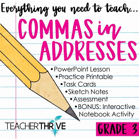 Third Grade Grammar: Commas in Addresses - Worksheets Library