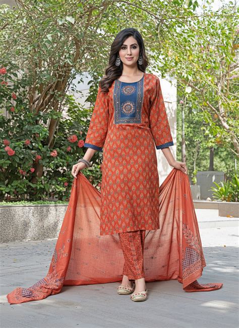 Rust Kurta Set with Dupatta | BulBul Fashions