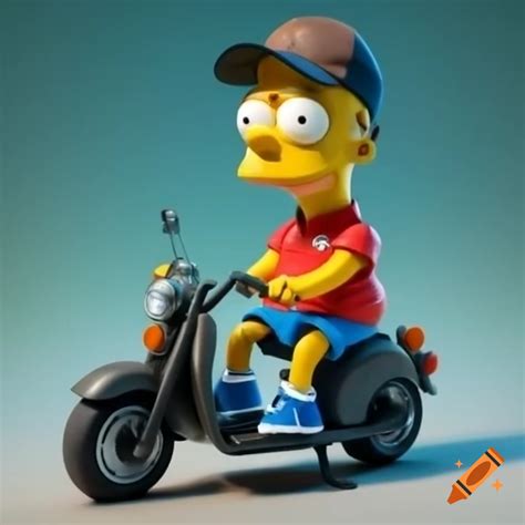 Hyper realistic Bart Simpson in Lacoste tracksuit and Gucci cap riding ...