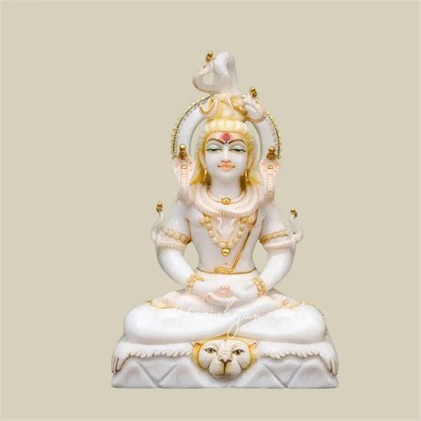 18" Mahadev Statue in White Marble