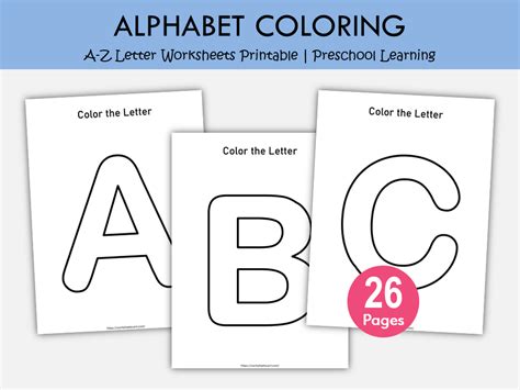 Alphabet Coloring Pages Printable A-Z | ABC Letter Worksheets for Pres ...