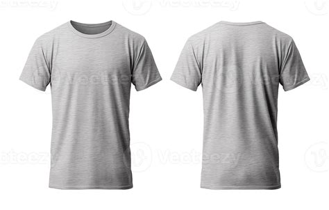 plain gray t-shirt mockup template, with view, front and back, isolated ...