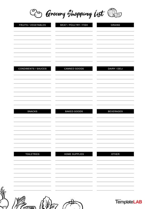 24 Printable Grocery List Templates (+Shopping Lists) - Worksheets Library