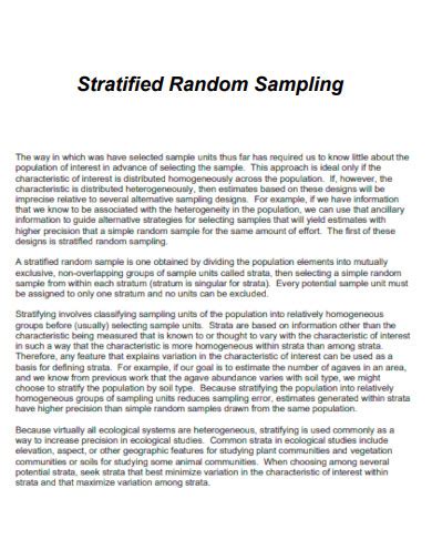 Image result for Stratified Random Sample Example