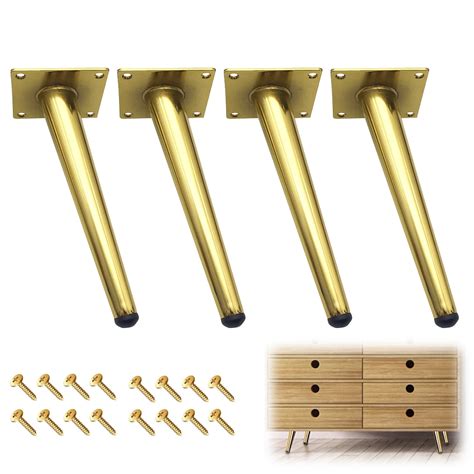 Buy Slanted Table Legs Set of 4,Gold Metal Cabinet Legs,Cone Furniture ...