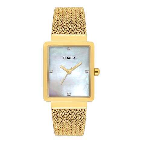 Timex Women Mother of Pearl Rectangle Dial Analog Watch - TWEL20703 ...