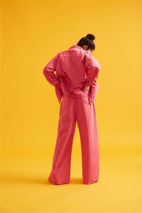 Pink Twill Overshirt and Pant Set