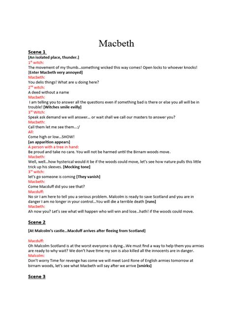 Image result for Macbeth Script
