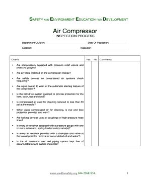 Air Compressor Preventive Maintenance Checklist Excel - Fill Online ...