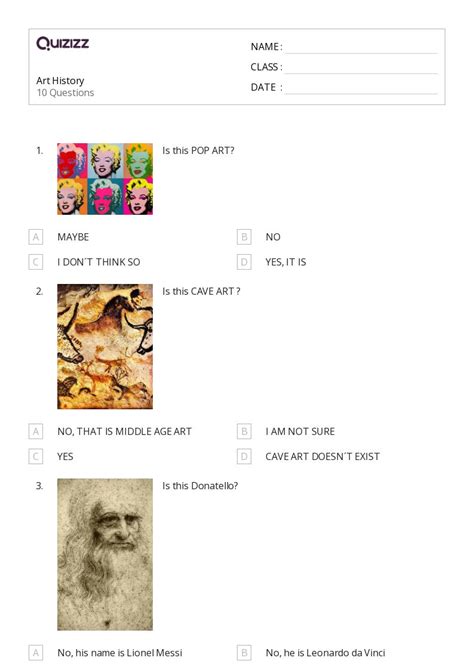 50+ Art History worksheets on Quizizz | Free & Printable