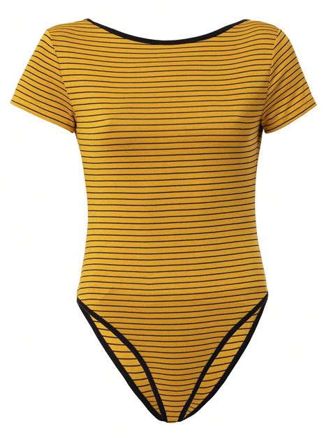 Two Ways Striped Bodysuit | SHEIN USA